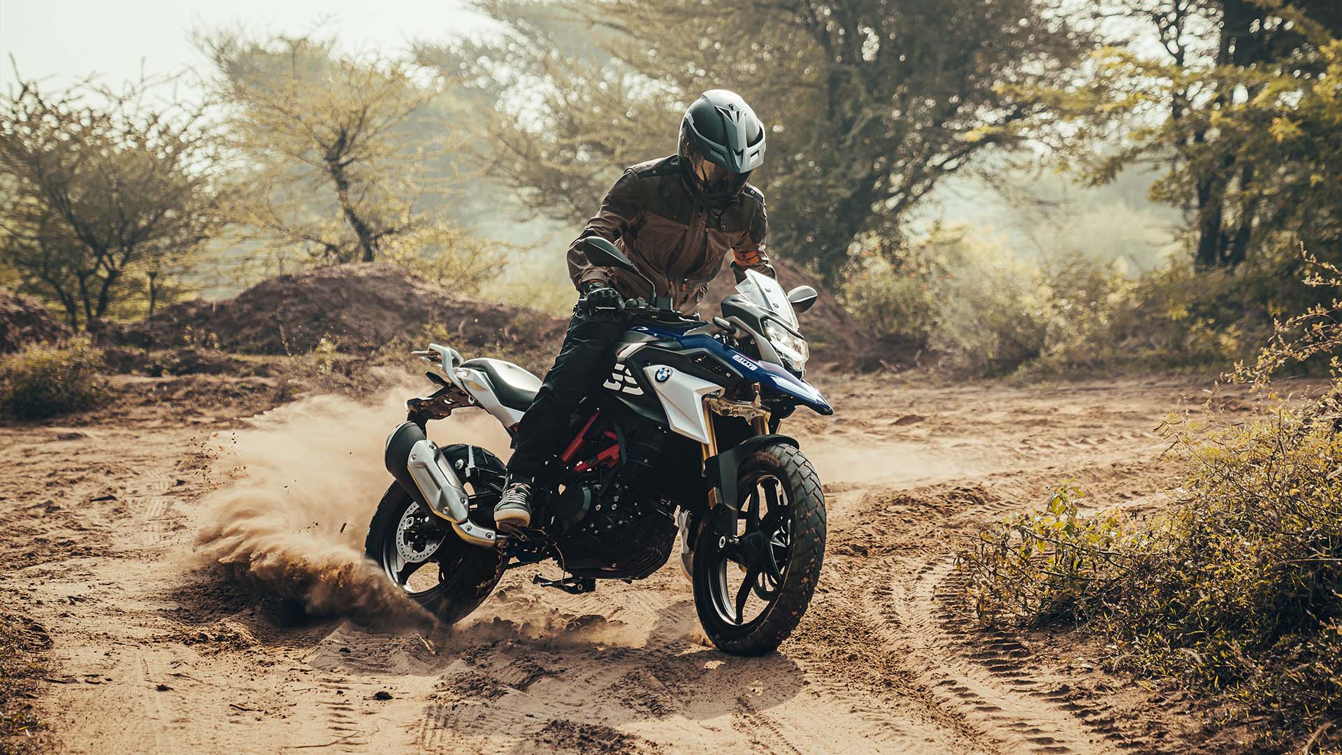 BMW G 310 GS lightweight adventure motorcycle off road.